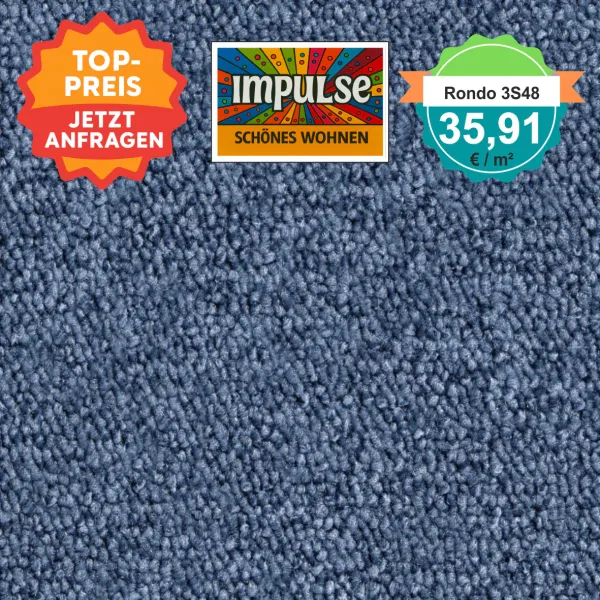 Vorwerk Teppichboden in Draufsicht – klassisches Blau mit dichter Schlingenoberfläche, gleichmäßig und strapazierfähig